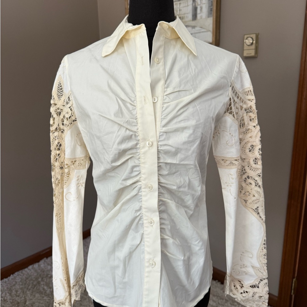 Elegant Cream Lace cotton women’s blouse